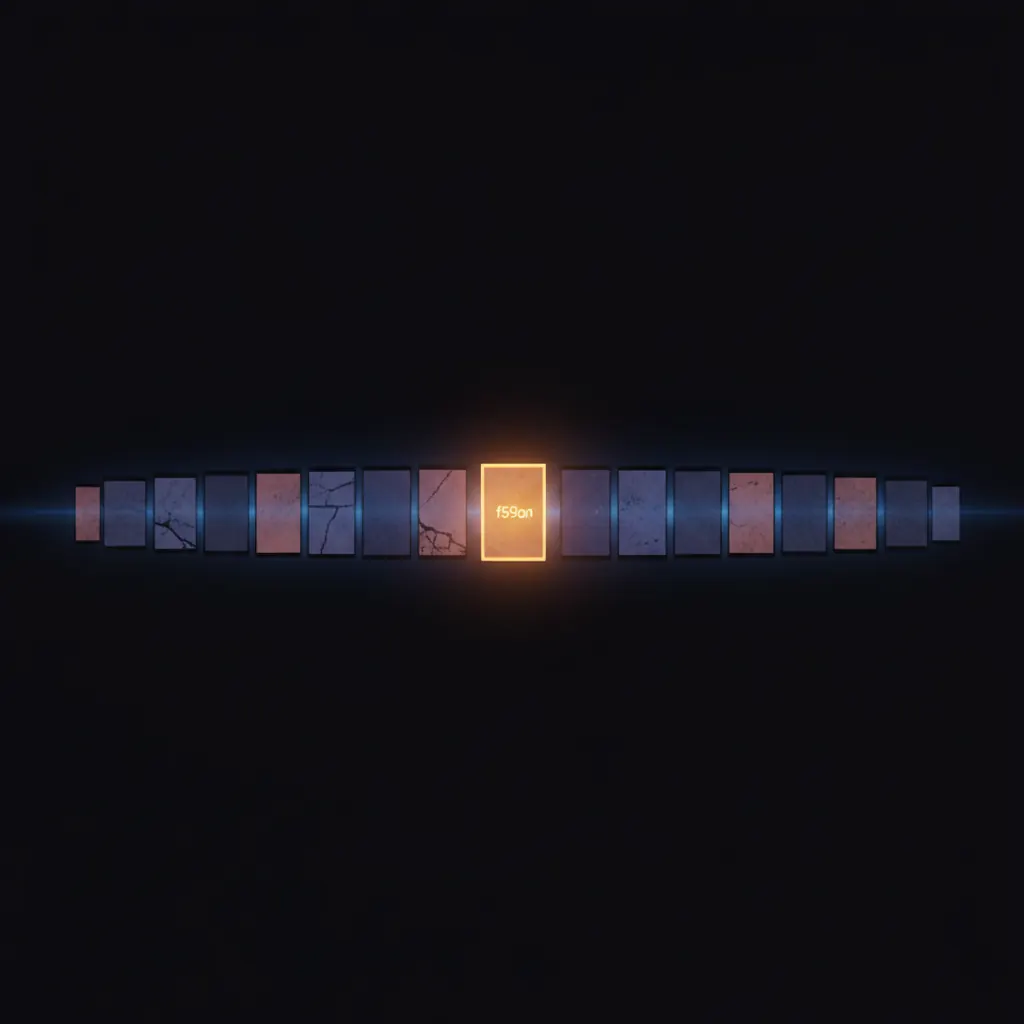 Dim row of faded Loom thumbnails with one glowing amber in the middle