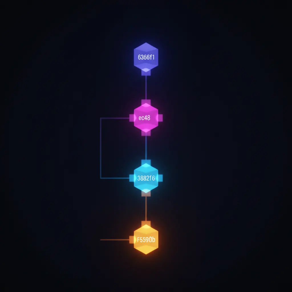 Vertical onboarding flowchart with glowing indigo, pink, blue, and amber nodes