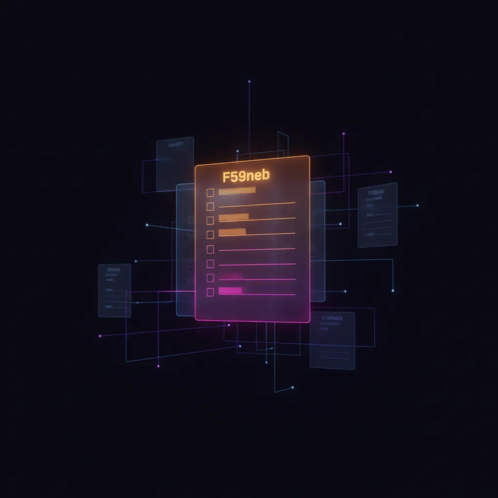 Stacked translucent questionnaire panels in dark space with one amber panel frozen mid-answer and pink unanswered rows branching to a separate control matrix