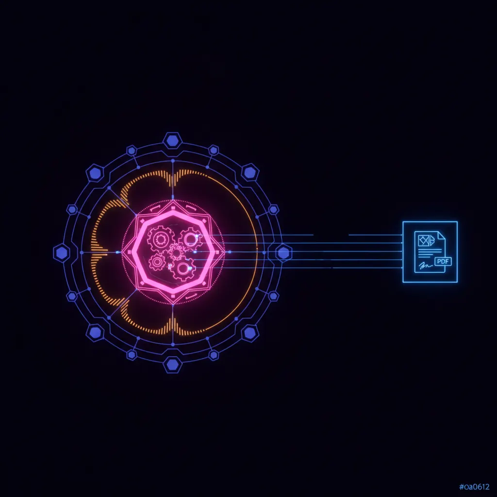 Radial routing lattice with a central pink questionnaire-assembly engine, indigo control-library nodes on the outer ring for SOC 2, ISO, HIPAA, amber owner-routing gauges pulsing between the ring and the center for CISO, engineering, GC, blue deal-deadline beams threading to a highlighted signed-PDF panel, dark near-black backdrop